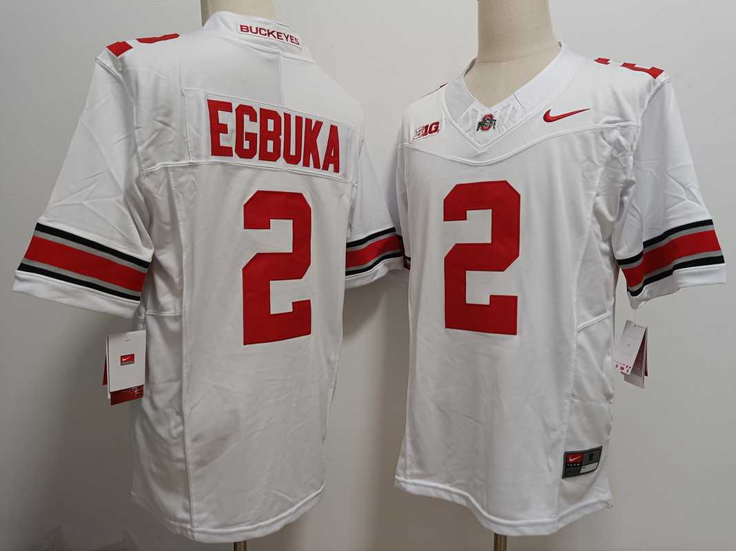 Mens Ohio State Buckeyes #2 Emeka Egbuka White FUSE College Stitched Jersey->ohio state buckeyes->NCAA Jersey